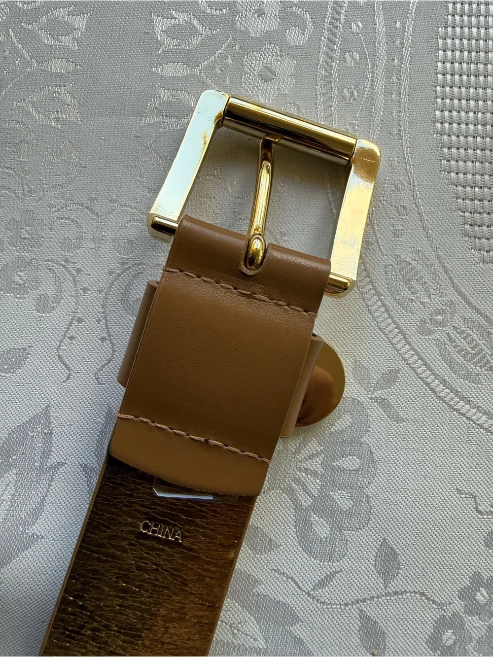MICHAEL Michael Kors Hamilton Brown/Camel Leather Belt Gold-Tone Signature Buckl